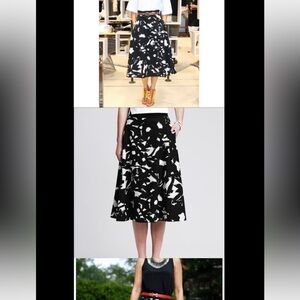 Cool Abstract Black & White Midi Skirt